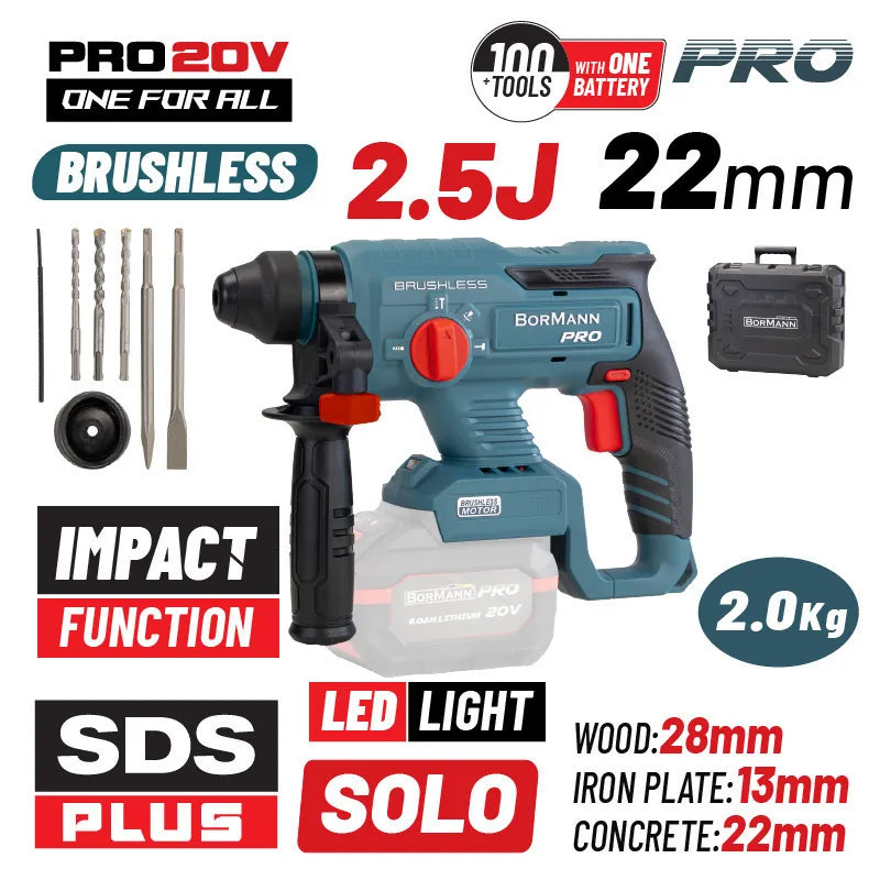 Bormann Pro BBP5300 Κρουστικό Σκαπτικό Πιστολέτο Μπαταρίας Brushless 20V Solo με Υποδοχή SDS Max