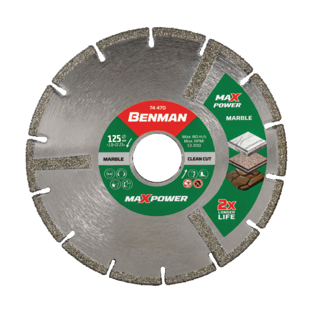 Benman Δίσκος Διαμαντέ Κοπής Μαρμάρου Maxpower 125mm 74471