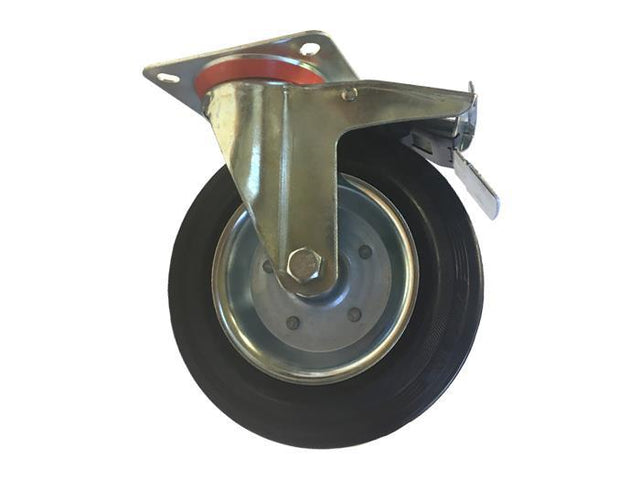 Ρόδα μαύρη περιστρεφόμενη με φρένο 80x30mm