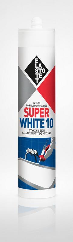 Αντιβακτηριδιακή σιλικόνη SUPERWHITE 10 φύσιγγα 280ml διάφανη ELASTOTET SA