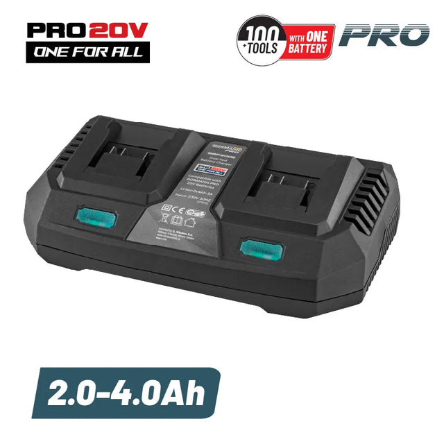 BORMANN Pro BBP2005 Φορτιστής Διπλής Μπαταρίας 20V Li-Ion-2X4Ah-3A