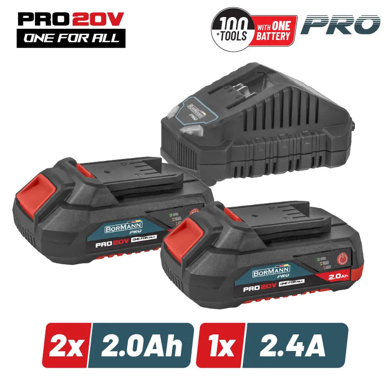 BORMANN Pro BBP9922 Starter Kit Μπαταρίες 2x2.0Ah &amp; Φορτιστής 2.4Α