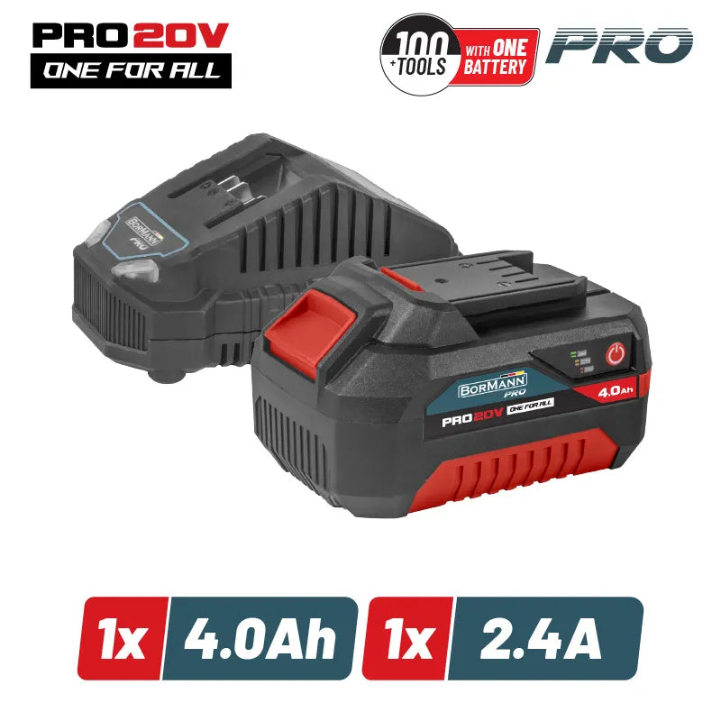 BORMANN Pro BBP9940 Starter Kit 20V, Μπαταρία 4.0Ah &amp; Φορτιστής 2.4Α
