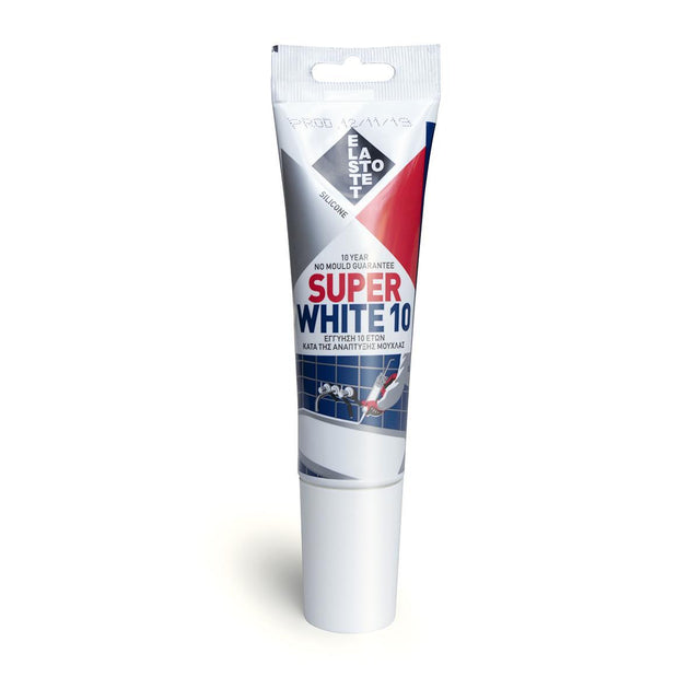 Αντιβακτηριδιακή σιλικόνη SUPERWHITE 10 σωληνάριο 80ml διάφανη ELASTOTET SA