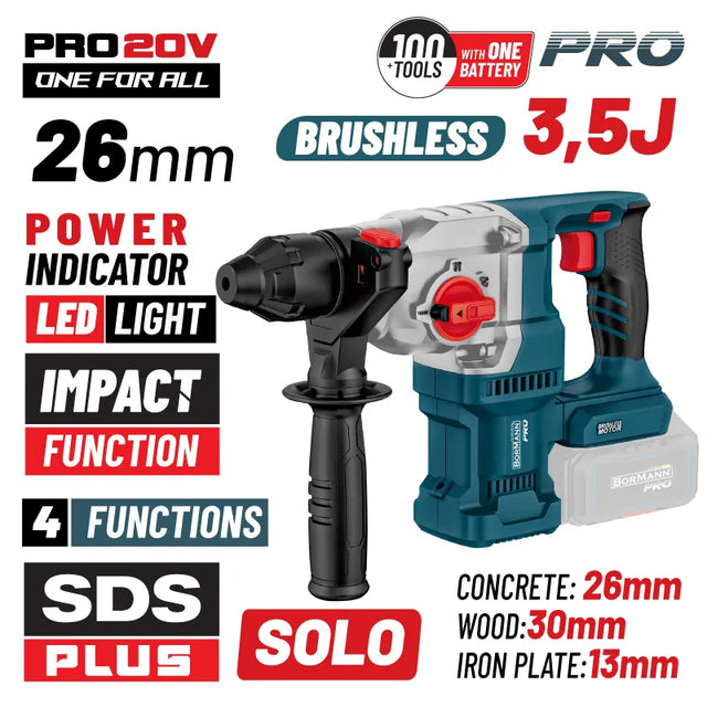 Bormann Pro BBP5315 Σκαπτικό Πιστολέτο Μπαταρίας Brushless 20V Solo με Υποδοχή SDS Plus