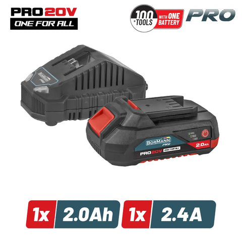 BORMANN Pro BBP9920 Starter Kit 20V, Μπαταρία 2.0Ah & Φορτιστής 2.4Α