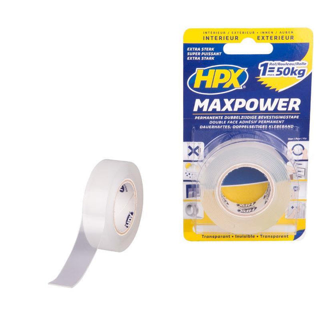 Ταινία διπλής όψεως MAX POWER διάφανη 19mm×2m HPX