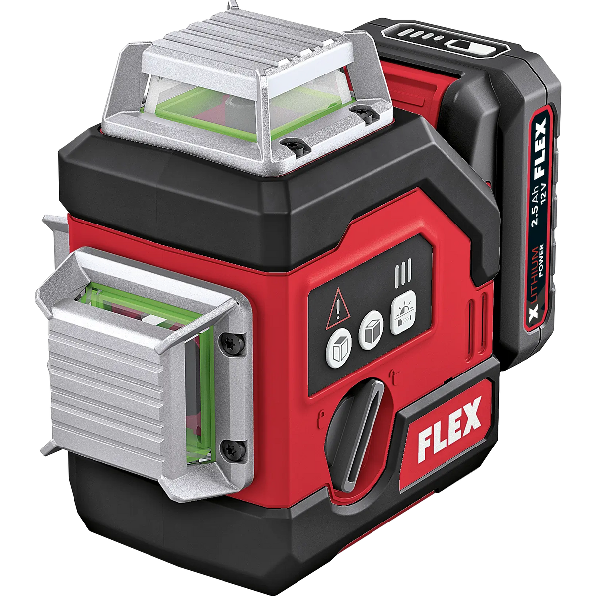 FLEX 12V Αλφάδι Laser 3x360° (πράσινο) ALC-3/360-G/R-12-Set, 100m +(1x2,5Ah) +ταχυφορτιστής +βαλίτσα