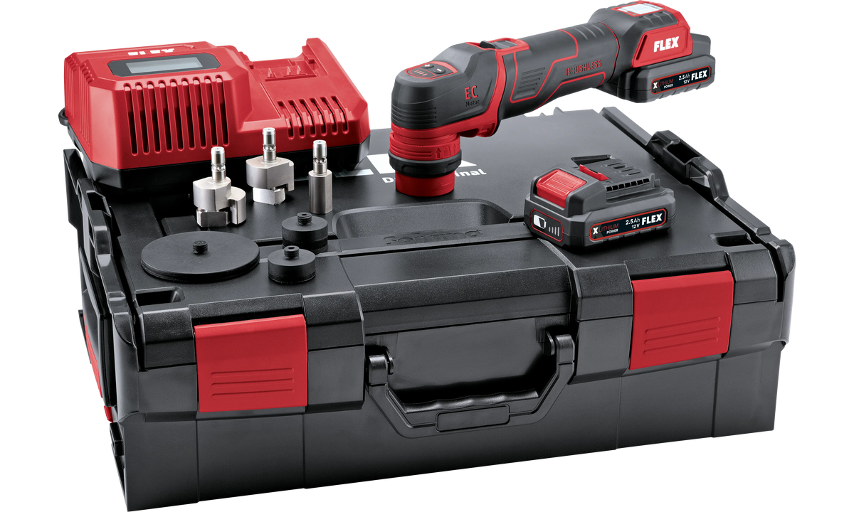 FLEX 12V Αλοιφαδόρος PXE-80-12-EC/2.5 +(2x2,5Ah) +ταχυφορτιστής +βαλίτσα
