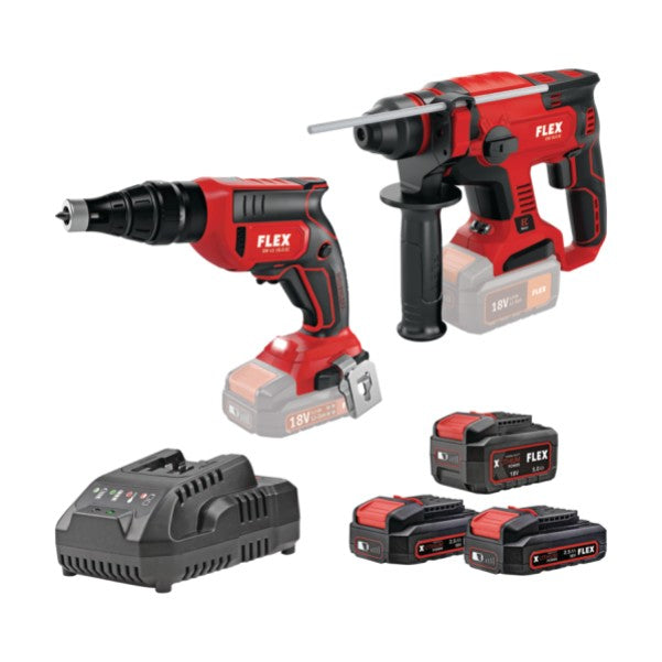 FLEX 18V - FB5 - Κατσαβίδι γυψοσανίδας DW-45-18.0 & πιστολέτο περιστροφικό CHE-18.0 +(2x2,5Ah) +(1x5,0Ah) +φορτιστής
