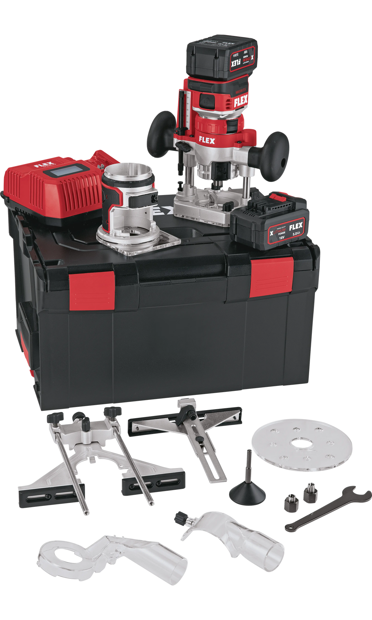 FLEX 18V Φρέζα περιθωρίων & ρούτερ CER-18.0-EC/5.0-Set +(2x5,0Ah) +ταχυφορτιστής