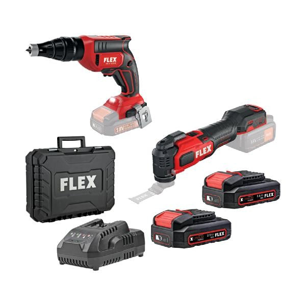 FLEX 18V Κατσαβίδι γυψοσανίδας & πολυεργαλείο MULTI-CUTTER DW-45+MT-18-EC-TC/2.5 Σετ +(2x2,5Ah) +φορτιστής +βαλίτσα