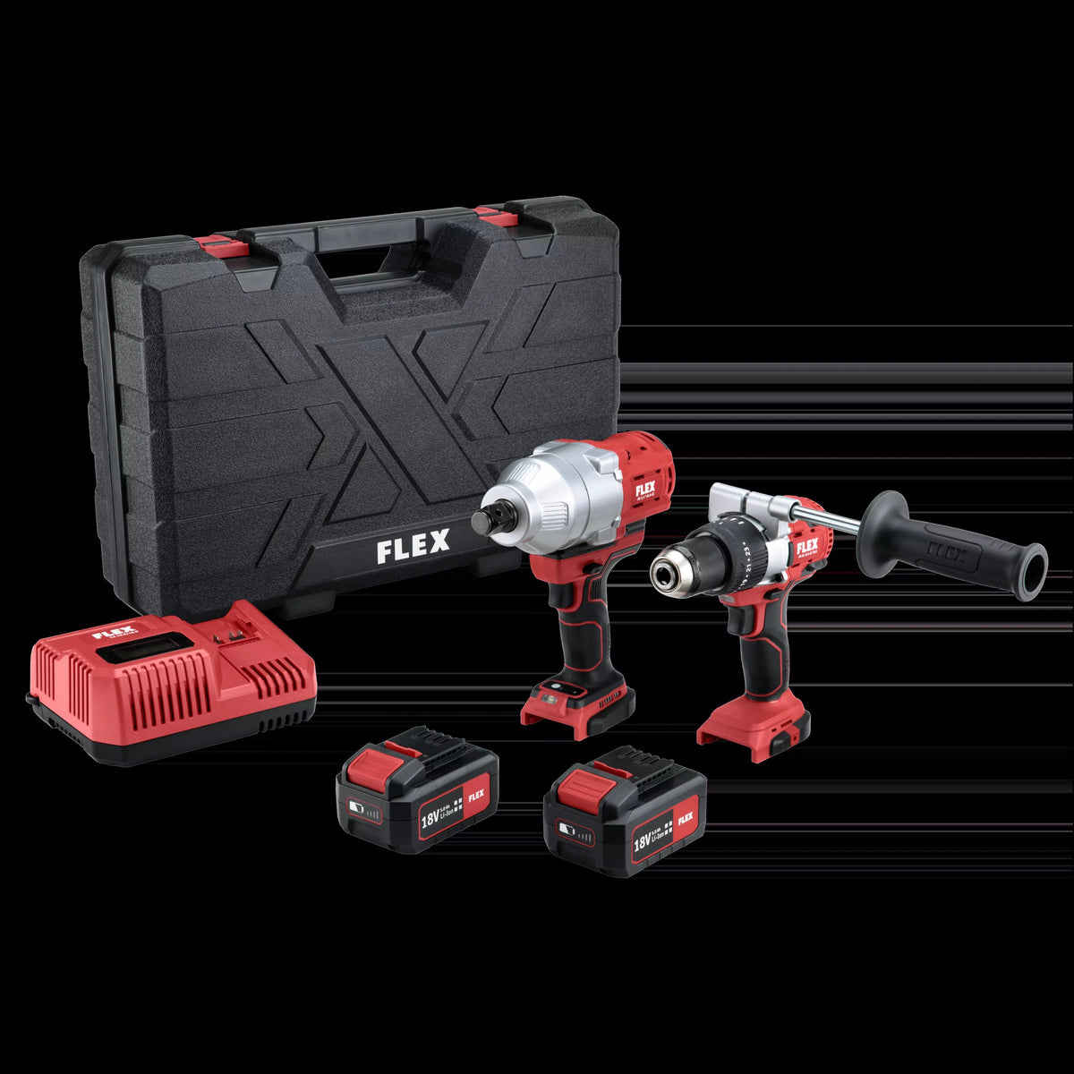 FLEX 18V Σετ κρουστικό δραπανοκατσάβιδο PD-2G-18.0-EC-FS55 + μπουλονόκλειδο IW-3/4"-18.0-EC +(2x5,0Ah)+ταχυφορτιστής +βαλίτσα