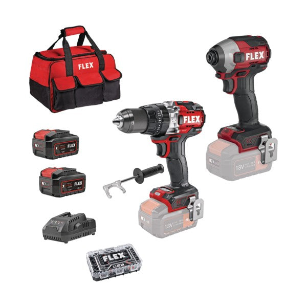 FLEX SUPER DEAL 8: Δραπανοκατσάβιδο PD 2G 18.0-EC HD C + παλμικό κατσαβίδι ID 1/4" 18.0-EC HD + 2x5,0Ah + φορτιστής 3,0A