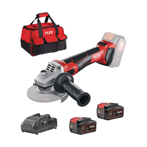 FLEX SUPER DEAL 9: Ρυθμιζόμενος γωνιακός τροχός LBE 125 18.0-EC C + 2x5,0Ah + φορτιστής 3,0A