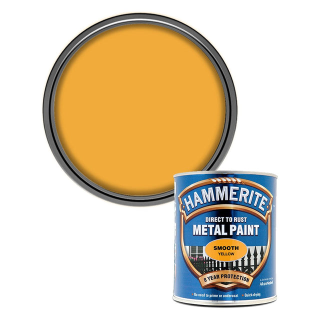 Hammerite SMOOTH Χρώμα μετάλλων λείο Κίτρινο 0,75 lt
