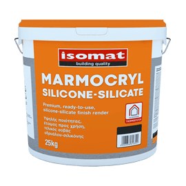 Isomat MARMOCRYL SILICONE-SILICATE FINE 1mm Σιλικονούχο-σιλικατικό διακοσμητικό επίχρισμα Λευκό Δοχείο 25 kg