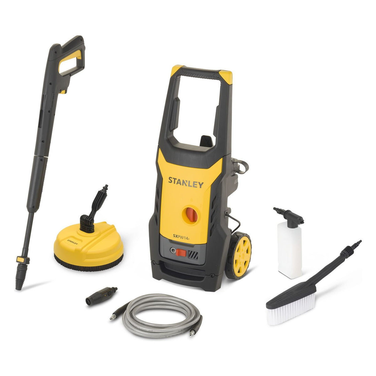 Ηλεκτρικό πλυστικό μηχάνημα STANLEY SXPW14PE 1400 W με λάστιχο, πιστόλι, ακροφύσια και εξαρτήματα καθαρισμού