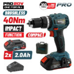 BORMANN Pro BBP5144 Σετ Δραπανοκατσάβιδο Compact,Brushless μπαταρίας 20V,Li-Ion,2 Ταχύτητες,2x2Ah