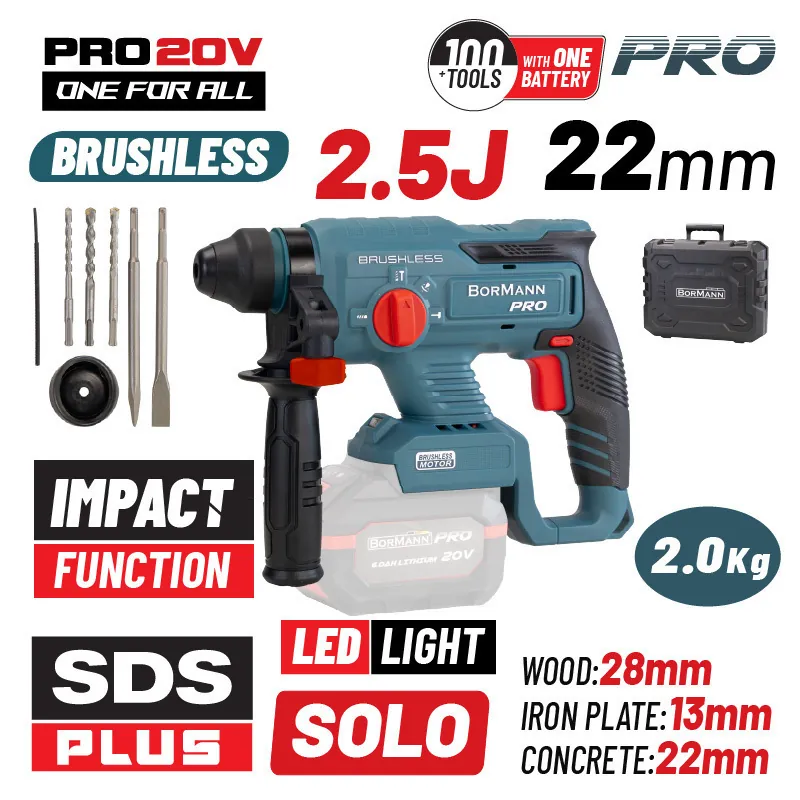 Bormann Pro BBP5300 Κρουστικό Σκαπτικό Πιστολέτο Μπαταρίας Brushless 20V Solo με Υποδοχή SDS Max